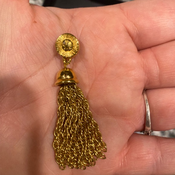 Vintage black & gold tassel earrings - Picture 3 of 3